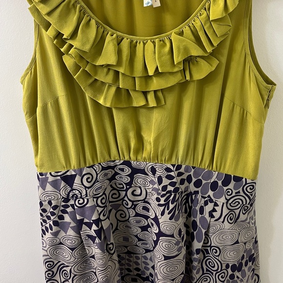 Anthropologie Maeve Sheath Pencil Wiggle Seaside Fields Ruffle Top Dress sz 8 - Picture 2 of 9